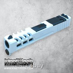 For Glock 43 43x Complete WHITE Slide Lighting Raptor RMSc Cut Black Barrel
