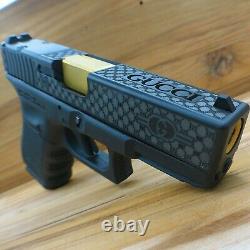 For a Glock 19 Complete GUCCI Custom Lasered Slide gen3 RMR Gold Barrel Sights