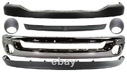 Front Chrome Bumper Replacemen Kit + Fog Bezel For 2006-2009 Dodge Ram 1500-3500