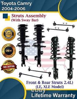 Front & Rear Struts WithSway Bar For 2004-2006 Toyota Camry 2.4L Lifetime Warranty