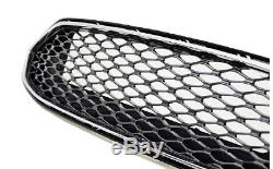 Front Upper Black Chrome Honeycomb Grille Grill Refit For 2017 2018 Ford Fusion