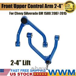 Front Upper Control Arm 2-4'' Lift Kit For 2007-2015 Chevy Silverado 1500 Blue