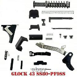 GL0CK 43 Slide Upper / Lower Parts Kit For GL0CK 43 Frame 9mm & P80 PF9SS SS 80