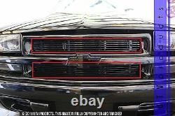 GTG 1998 2004 Chevy S10 Blazer 2PC Gloss Black Upper Overlay Billet Grille Kit