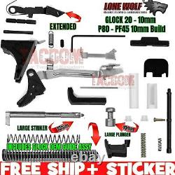 Lone Wolf Slide & Lower Frame Parts Kit PF45 Gen 3 Trigger 10mm Glok 20 + GUIDE