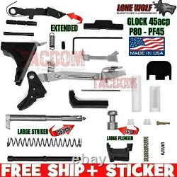 Lone Wolf Slide & Lower Frame Parts LWD Kit PF45 With Gen 3 Trigger 45acp Glok 21