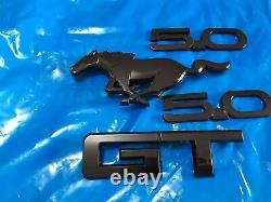 Mustang 5.0 GT Emblem Package Ruby Gloss Black 4 Parts Kit New