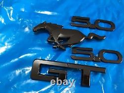 Mustang 5.0 GT Emblem Package Ruby Gloss Black 4 Parts Kit New