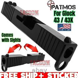 PATMOS Arms JUDAH slide + SIGHTS for GL0CK 43 43X Stainless Black Nitride 9mm