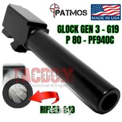 PATMOS F2 JUDAH Slide Sights + Barrel + Upper Lower Parts fr GL0CK 19 Gen3 BLACK