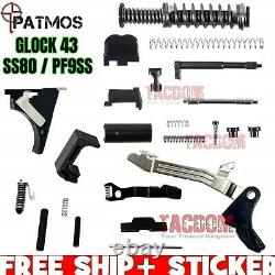 PATMOS Slide Upper / Lower Parts Kit For Glok 43 Frame 9mm & P80 PF9SS SS 80