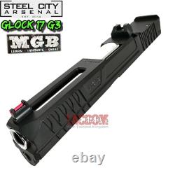 STEEL CITY MGB COMPLETE BLACK RMR SLIDE For GLOCK 17 GEN 3 POLISHD BARREL SIGHTS