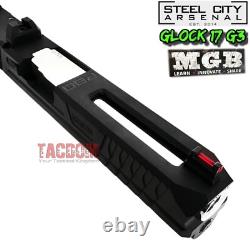 STEEL CITY MGB COMPLETE BLACK RMR SLIDE For GLOCK 17 GEN 3 POLISHD BARREL SIGHTS