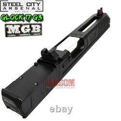 STEEL CITY MGB COMPLETE BLACK RMR SLIDE For GLOCK 17 GEN 3 POLISHD BARREL SIGHTS