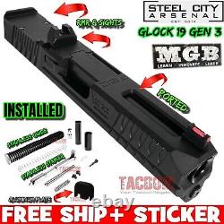 STEEL CITY MGB COMPLETE BLACK SLIDE For GLOCK 19 GEN 3 RMR CUT + BARREL + SIGHTS