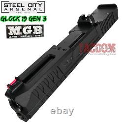 STEEL CITY MGB COMPLETE BLACK SLIDE For GLOCK 19 GEN 3 RMR CUT + BARREL + SIGHTS