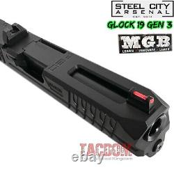 STEEL CITY MGB COMPLETE BLACK SLIDE For GLOCK 19 GEN 3 RMR CUT + BARREL + SIGHTS