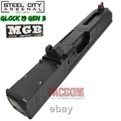 STEEL CITY MGB COMPLETE BLACK SLIDE For GLOCK 19 GEN 3 RMR CUT + BARREL + SIGHTS