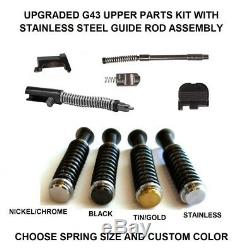 UPGRADED Upper Parts Kit For GLOCK 43 Choose Stainless Guide Rod and Spring Size
