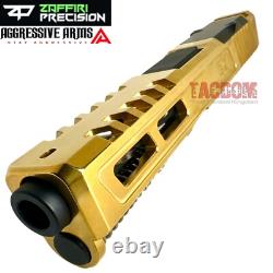 ZAFFIRI COMPLETE SHINY GOLD ZPS. 2 SLIDE For GLOCK 19 GEN 4 SPIRAL BARREL + PARTS