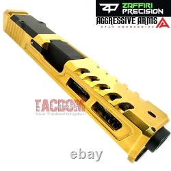 ZAFFIRI COMPLETE SHINY GOLD ZPS. 2 SLIDE For GLOCK 19 GEN 4 SPIRAL BARREL + PARTS