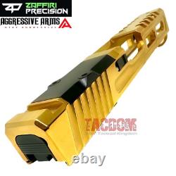 ZAFFIRI COMPLETE SHINY GOLD ZPS. 2 SLIDE For GLOCK 19 GEN 4 SPIRAL BARREL + PARTS