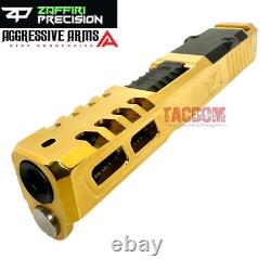 ZAFFIRI COMPLETE SHINY GOLD ZPS. 2 SLIDE For GLOCK 26 + SERRATED BARREL + PARTS