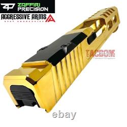 ZAFFIRI COMPLETE SHINY GOLD ZPS. 2 SLIDE For GLOCK 26 + SERRATED BARREL + PARTS