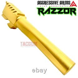 ZAFFIRI SHINY GOLD ZPS. 2 RMR SLIDE For GLOCK 17 GEN 3 + RAAZOR FLUSH CUT BARREL