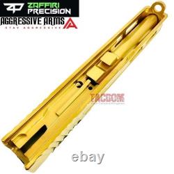 ZAFFIRI SHINY GOLD ZPS. 2 RMR SLIDE For GLOCK 17 GEN 3 + RAAZOR FLUSH CUT BARREL
