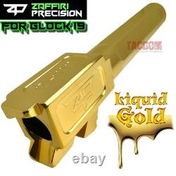 ZAFFIRI ZP. 19BG SHINY GOLD FLUTED FLUSH CROWN BARREL for GLOCK 19 GEN 1 2 3 4
