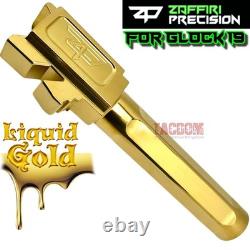 ZAFFIRI ZPS. P BLACK SLIDE For GLOCK 19 GEN 3 WITH SHINY GOLD FLUTED FLUSH BARREL